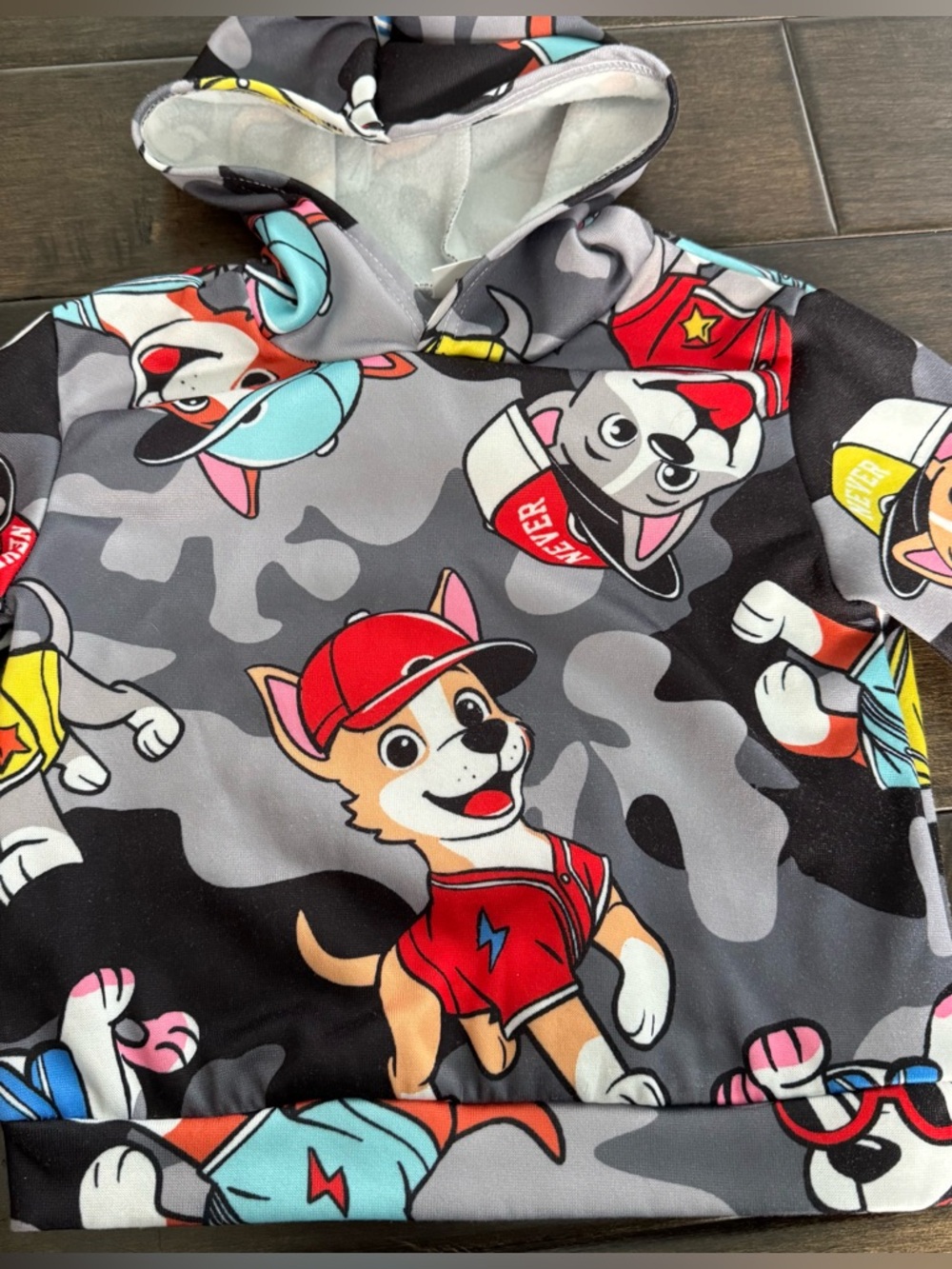 💜3/$15 Boys Paw Patrol Camo Print Fleece Lined Hoodie - 4Y - Picture 2 of 6